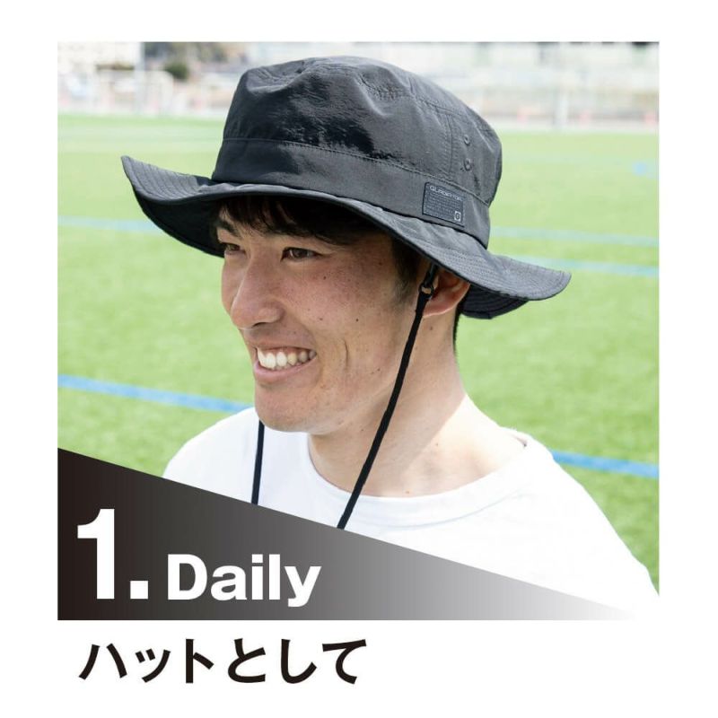 【GLADIATOR】3WAYアイスシェードサファリハット 帽子 メンズ レディース 強力消臭 UVカット 冷感素材 アウトドア 作業 農業 釣り 熱中症