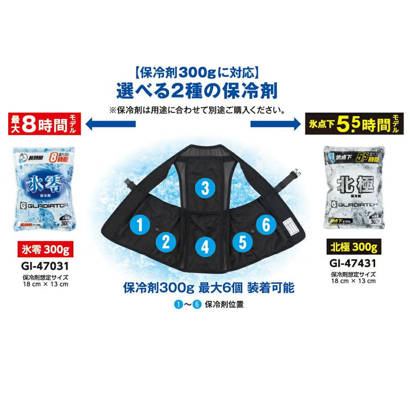 【2026SS新作】GI-479 アイスメッシュベスト 保冷剤300g用 6ポケット 作業服 空調ウェア 熱中症対策 アウトドア コーコス