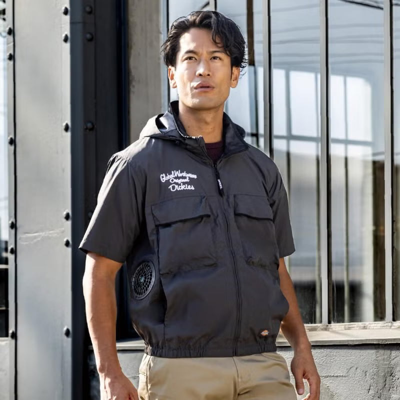 Dickies D-290【VOLTCOOL】ペルチェ対応空調ウェア フード脱着可能&日傘遮熱Dickies半袖ブルゾン