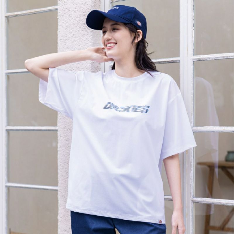 【限定】Dickies D-467 冷感サイドポケット半袖Tシャツ ホワイト ストレッチ 接触冷感 UVカット 作業服 ワーク ディッキーズ