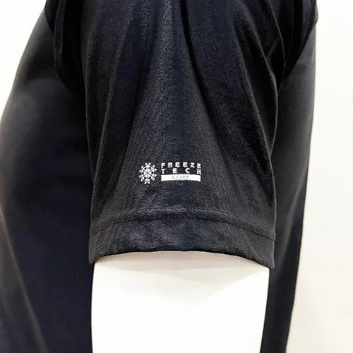【氷撃®】FREEZE TECH 冷感シャツ半袖クルーネック Black ボンマックスオリジナル 冷感PRINT 背面総メッシュ コンプレッションインナー