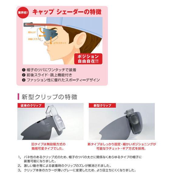 【冒険王】PBC-06S 帽子用偏光グラス キャップシェイダー 帽子用 偏光 サングラス 帽子に装着 クリップ式 跳上げ 視泉堂 作業 アウトドア 釣り