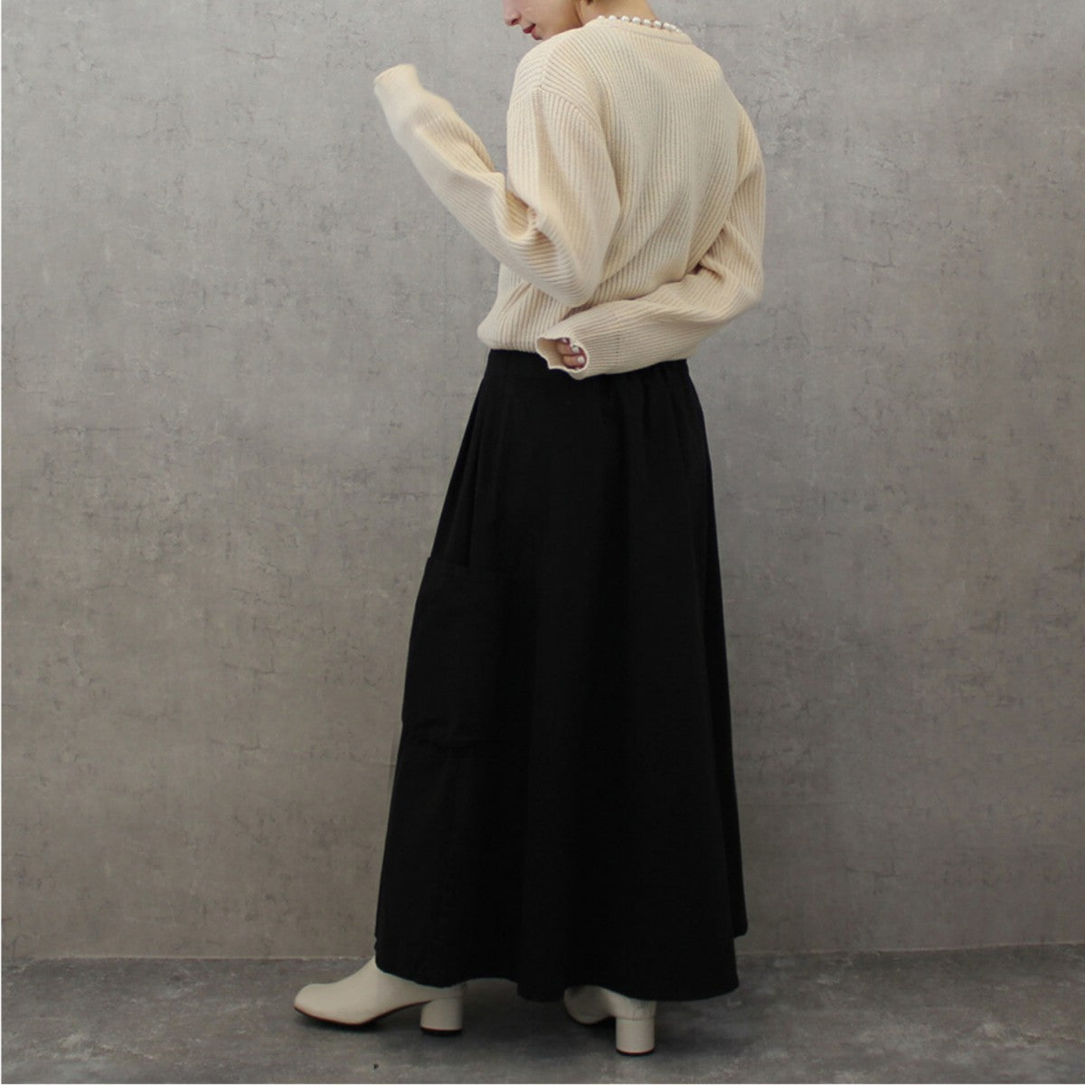 スカート レディース ロングスカート ハイウエスト ウエストゴム サイドポケット フレアスカート Aライン カジュアル 30代 40代 50代