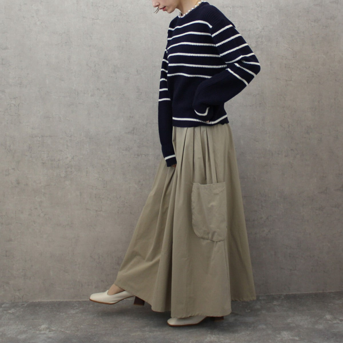 スカート レディース ロングスカート ハイウエスト ウエストゴム サイドポケット フレアスカート Aライン カジュアル 30代 40代 50代