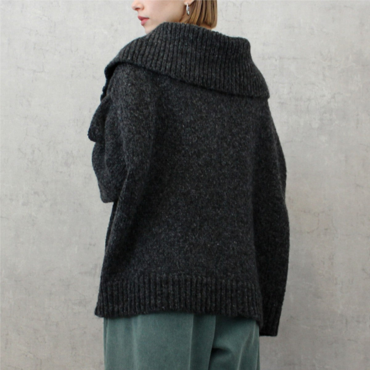 【在庫処分価格】 MIXハイネックニット トップス セーター 長袖 タートルネック あったかニット ビックシルエットハーフジップ 厚手 30代 40代 50代