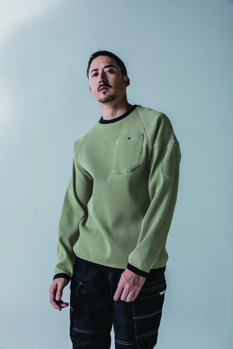 寅壱 9285-617 長袖クルーネックTシャツ 作業着 作業服 ドライ 速乾性 UVカット ワッフルニット 消臭テープ付 再帰性反射カジュアル 2025AW TORA