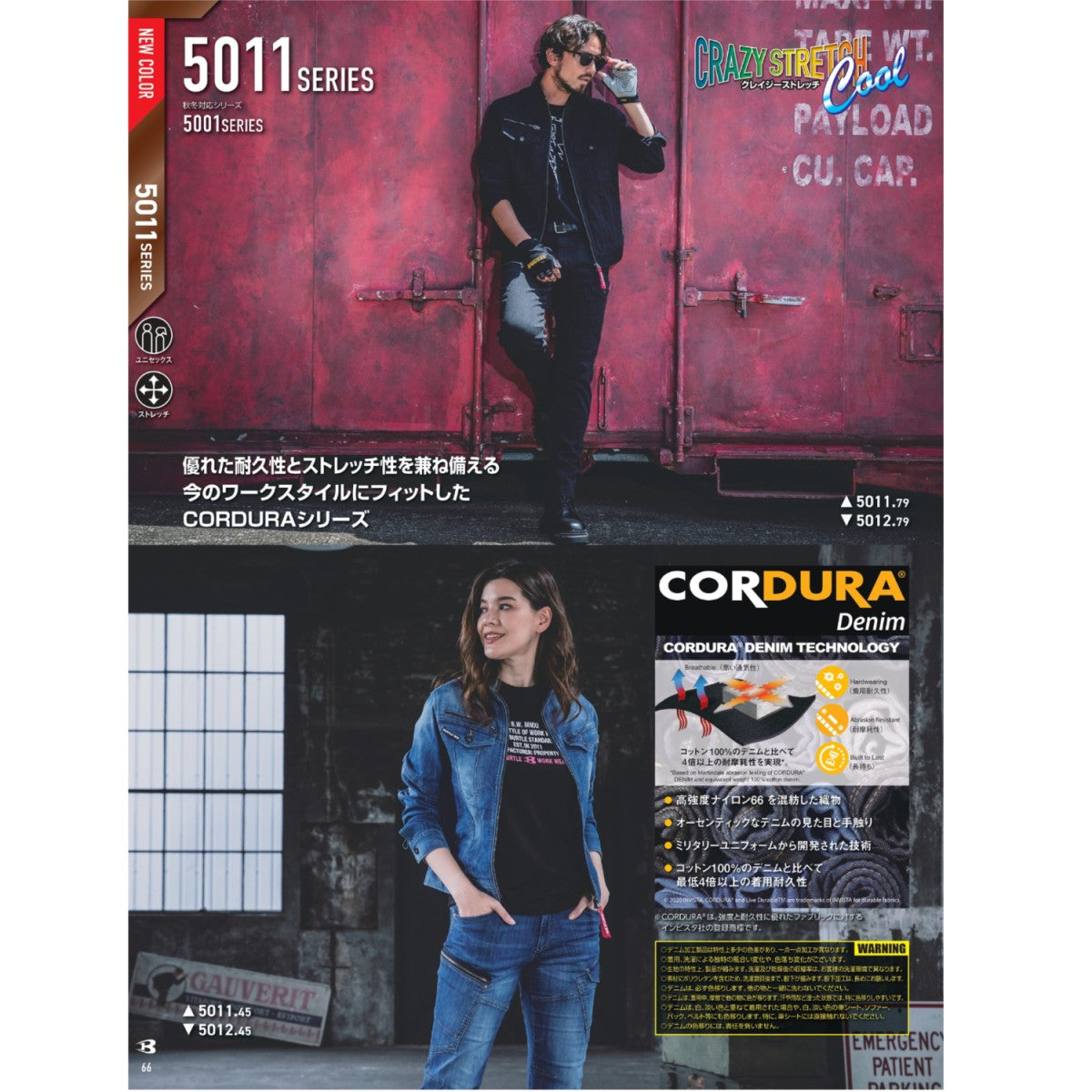 2025SS新作 バートル 5011 ジャケット BURTLE 長袖 COUDURAストレッチ素材 接触冷感 スリムシルエットユニセックス 作業着