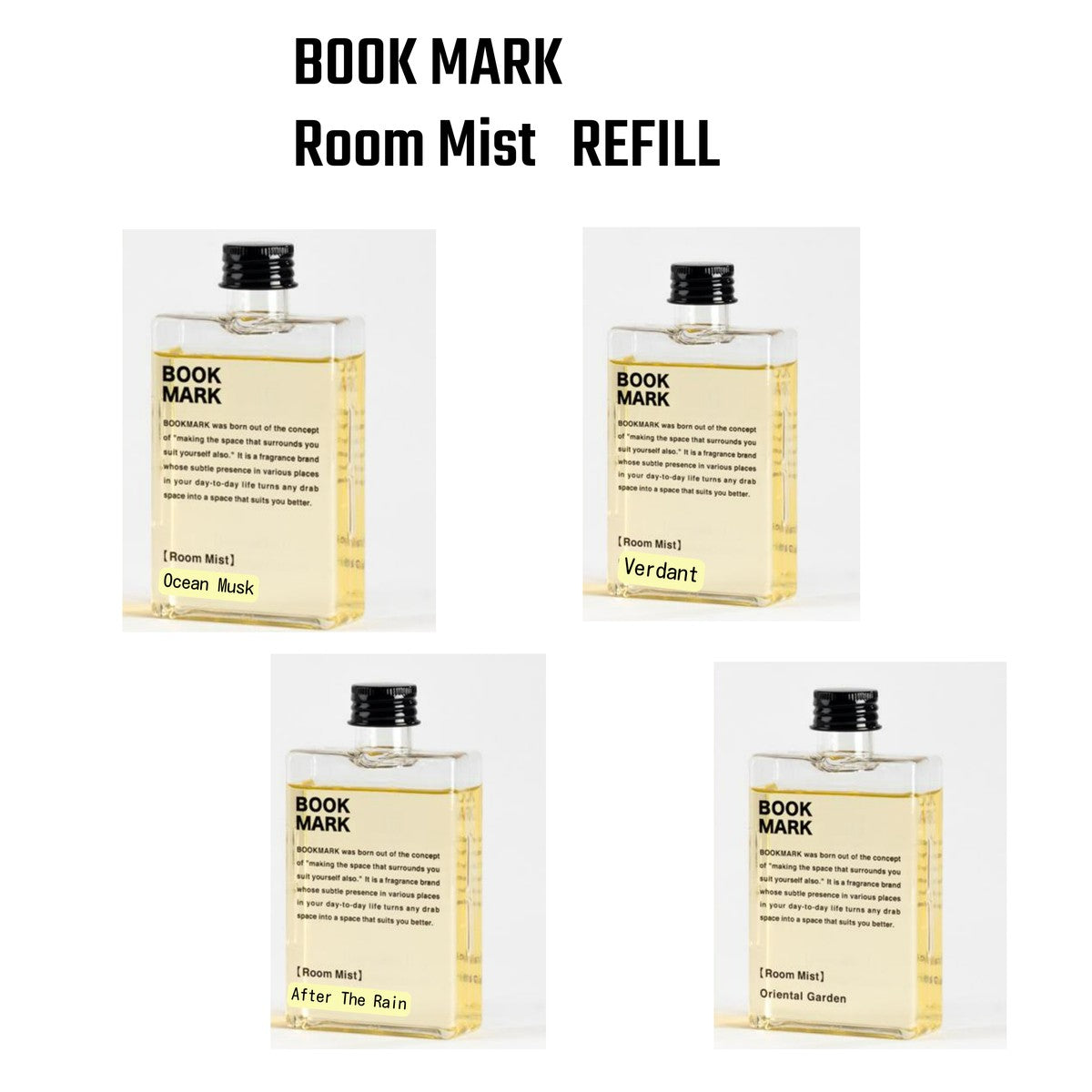 【詰め替え用】ルームミスト BOOKMARK ブックマーク リフィル スプレー ウィルス抑制玄関 リビング トイレ 寝室 車 ソファ 衣類消臭  抗菌 除菌