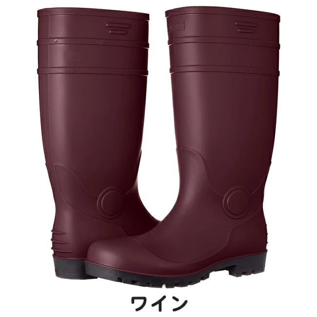 ジーデージャパン 長靴 鋼製先芯入り 底耐油 RB-718 ツヤ消し グレー ワイン 在庫限り 安全長靴 先芯 セーフティブーツ