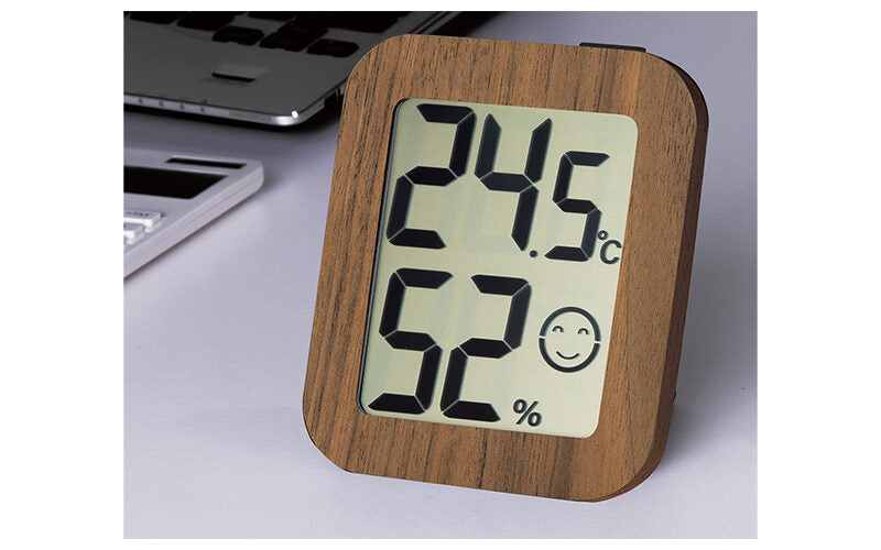 シンワ 73235 デジタル温湿度計 環境チェッカー 木製 ダークブラウン ご家庭 教室 オフィス 熱中症対策 インフルエンザ