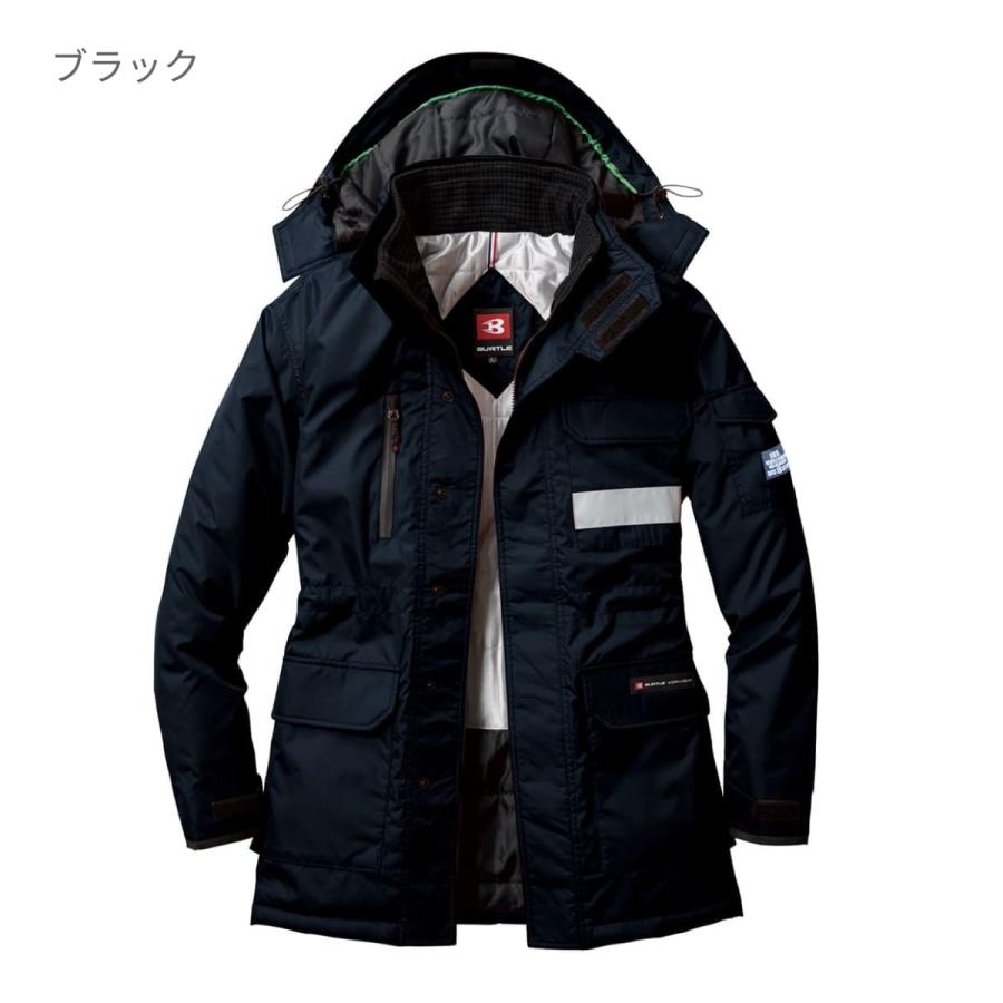 【店頭展示品】ブラック Lサイズ バートル 7211 防寒コート 大型フード付 防寒服 作業服 BURTLE