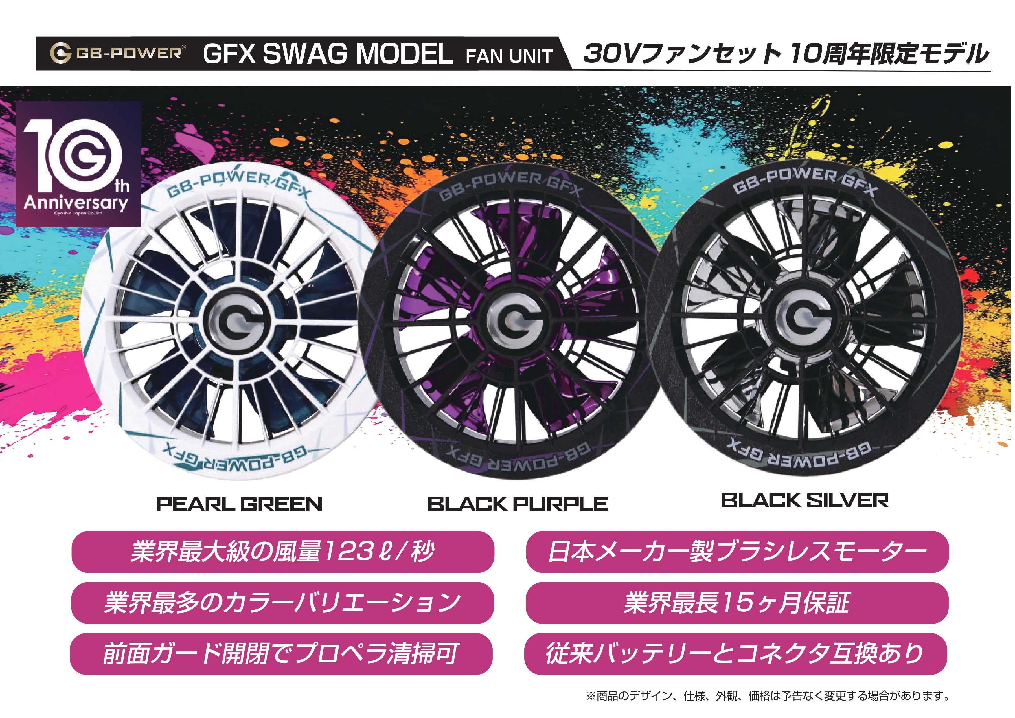 長信ジャパン GB-POWER GFXS 30Vファンセット 10周年限定モデル 空調
