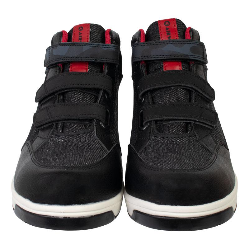 【在庫限り】ユニワールド 安全靴 エアウォーク 迷彩デニム マジックタイプ ブラック×レッド ＡＷ６８１