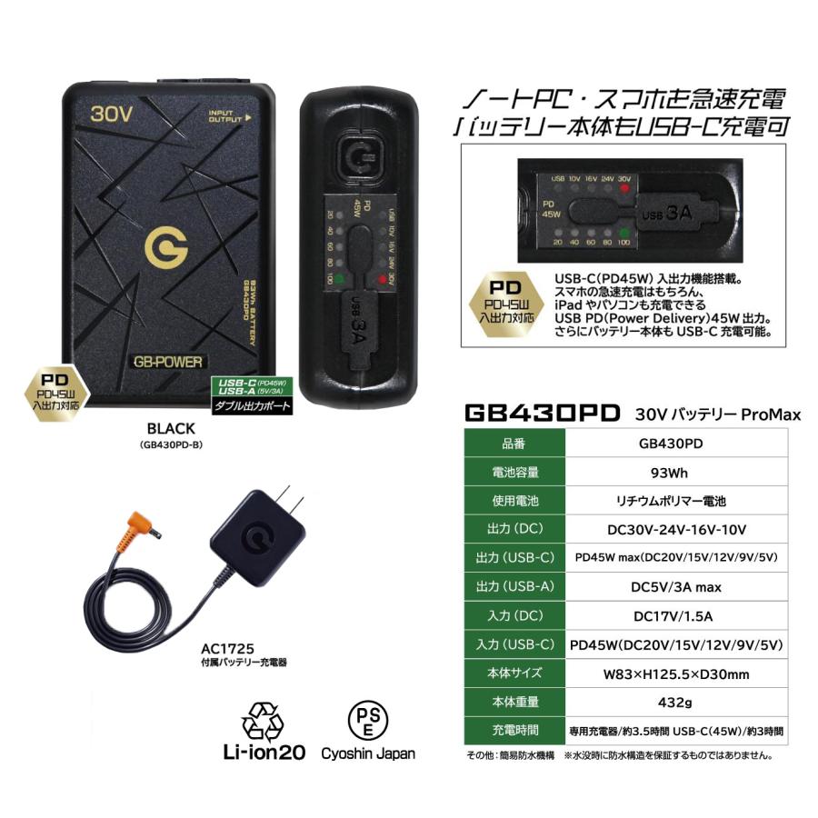 長信ジャパン GB430PD-B 30Vバッテリー ProMax GP980X ペルチェ一体型ファンセット ダブル出力ポート 2026新型モデル