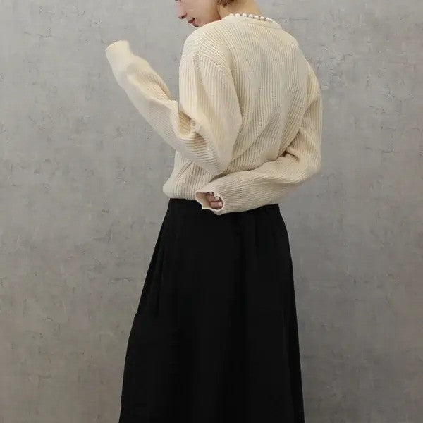 在庫処分価格】 ニット レディース パール畦編みプルオーバー トップス