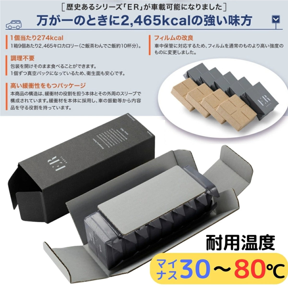 ER SHELL 車載可能非常食 非常食 車載用 ER SHELL 5年保存 3日分 9食