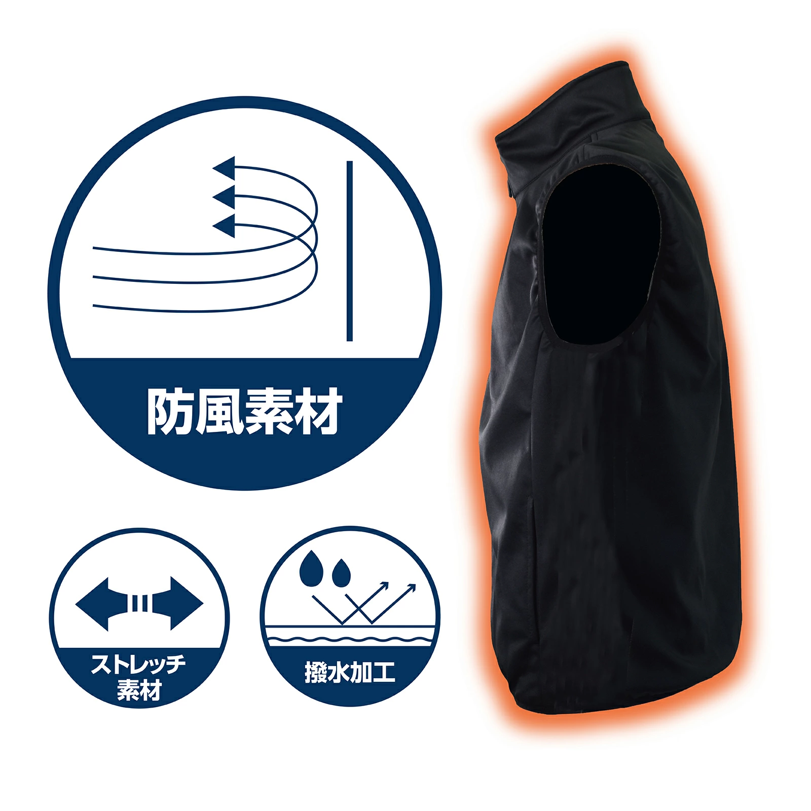 【在庫処分】LACCU YBC-003 撥水裏フリースベスト ブラック